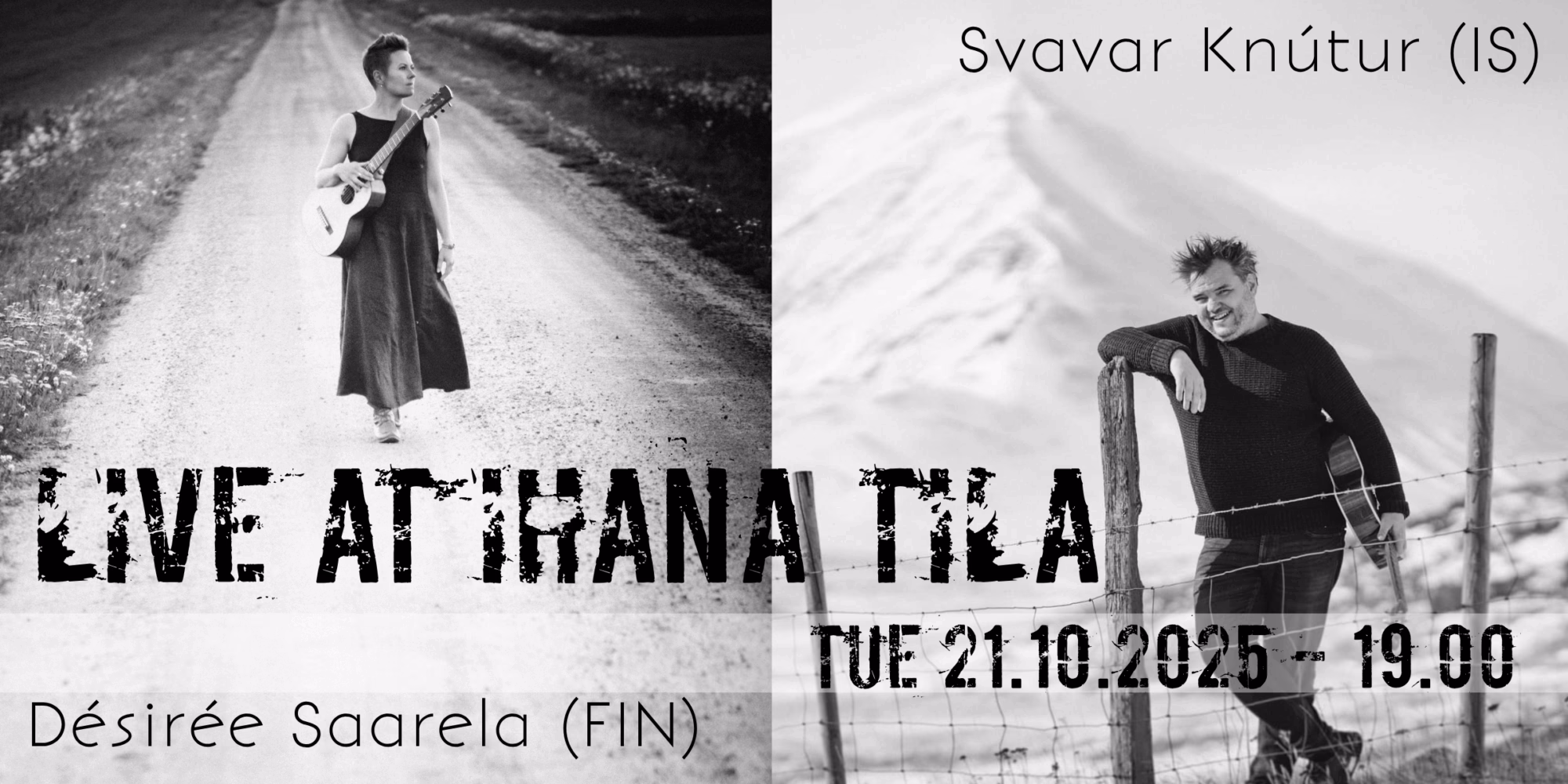 CANCELLED: Songs and Stories from the North – Svavar Knútur (IS) & Désirée Saarela (FIN) Live at Ihana Tila 21.10.25 19.00